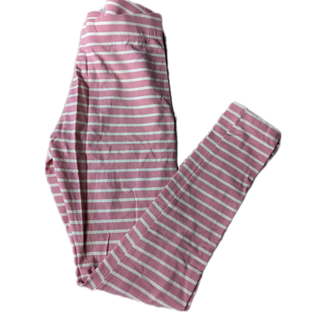 Girls Boden pink and white striped leggings 11-12Y